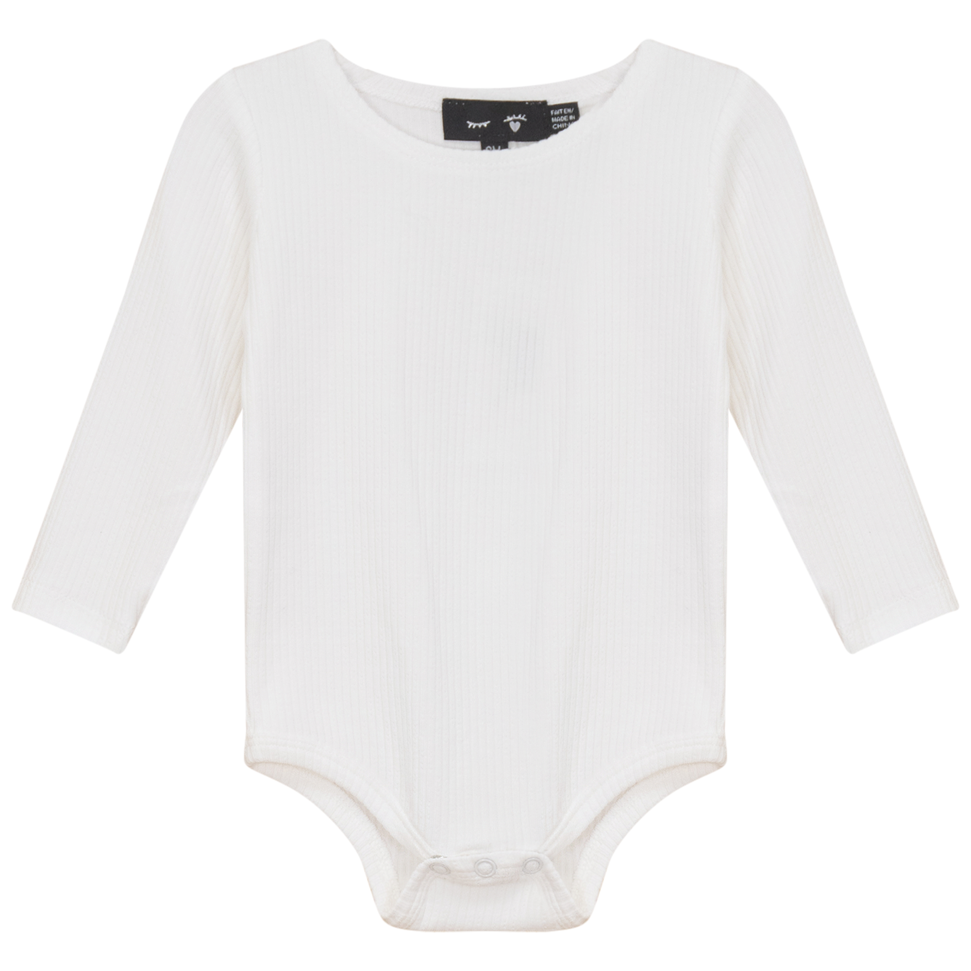 Pointelle Long Sleeve Rib Onesie in White by Peek a boo