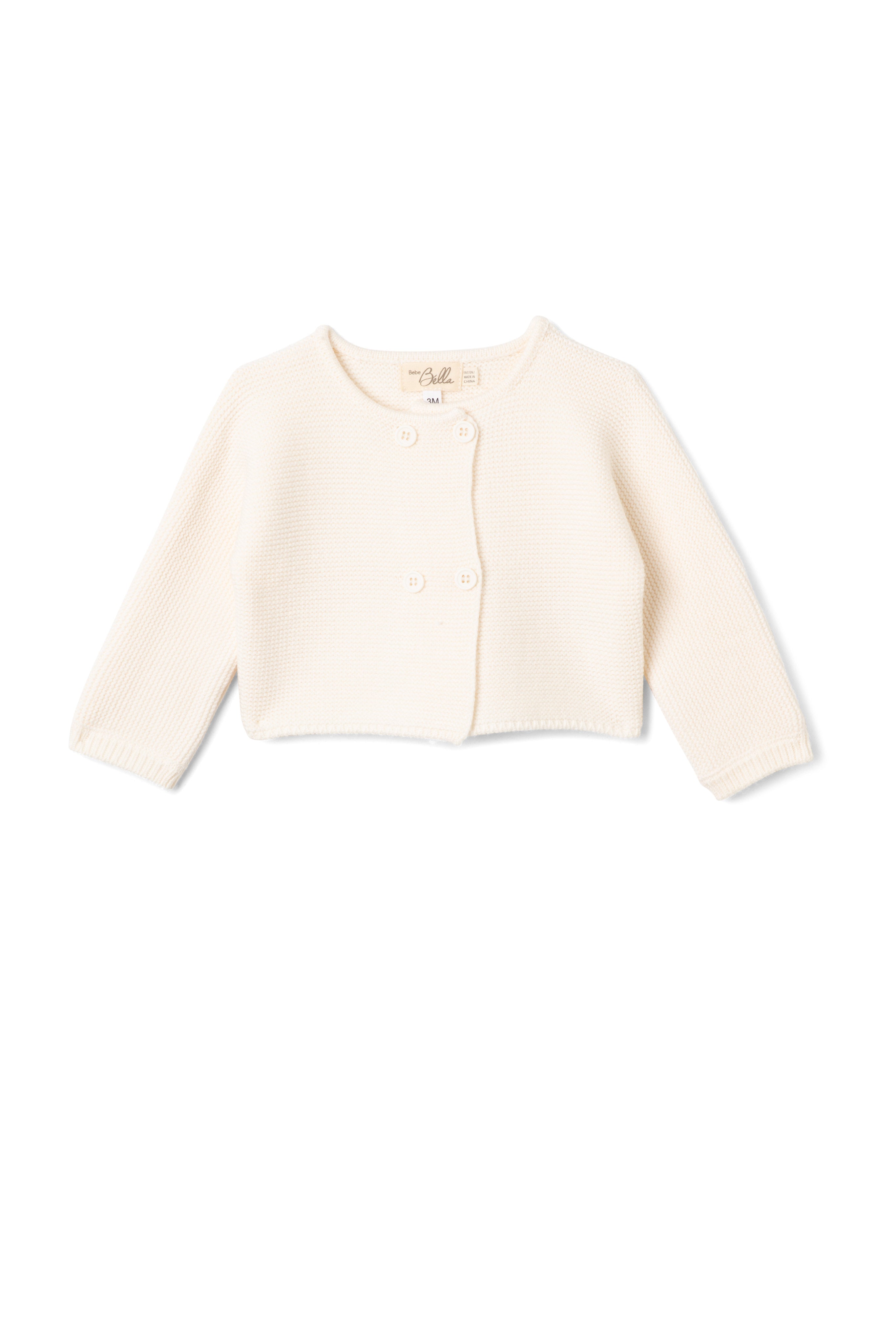 Double Breasted Knit Cardigan in Cream by Bebe Bella