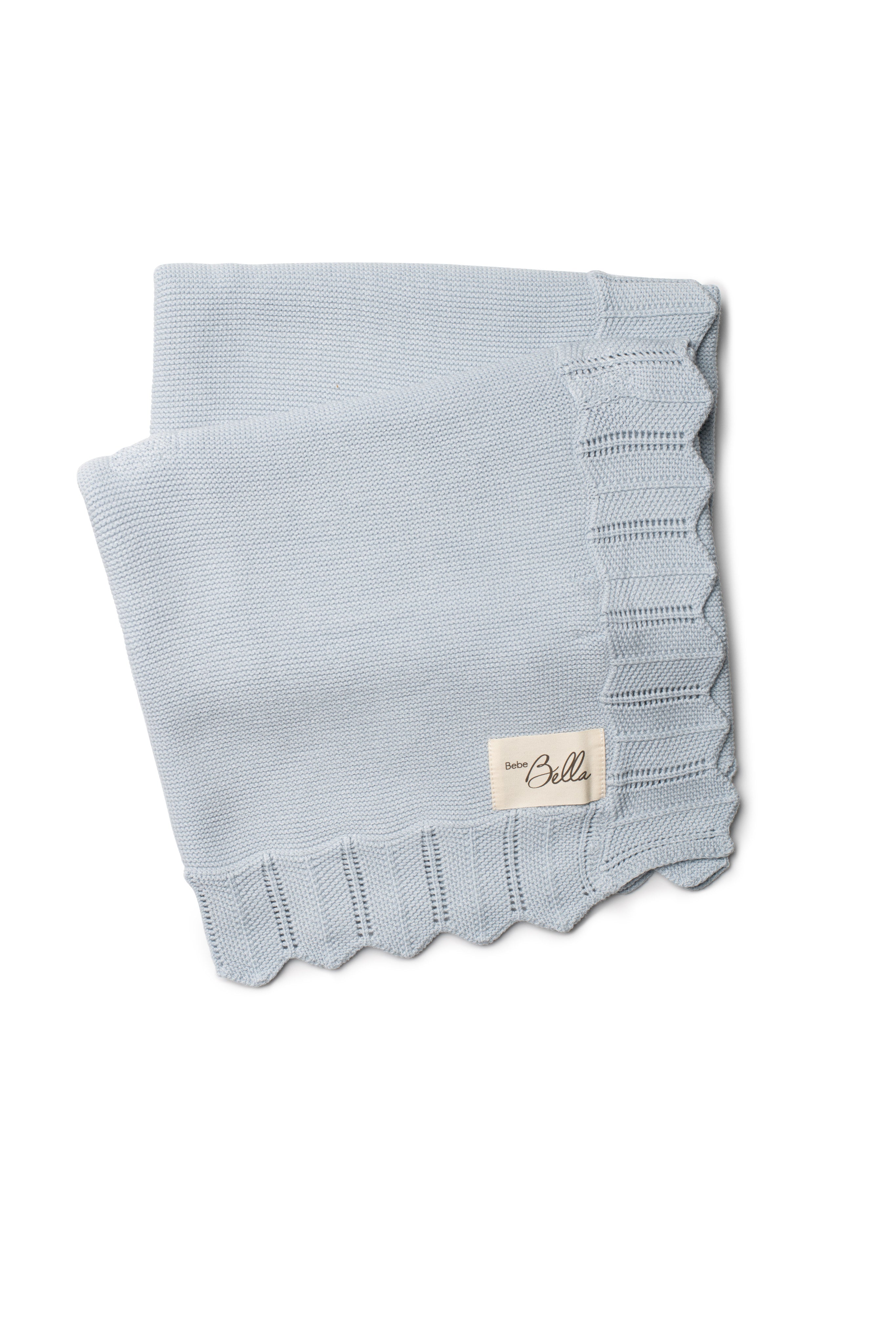Knit Pointelle Blanket in Blue One Size by Bebe Bella