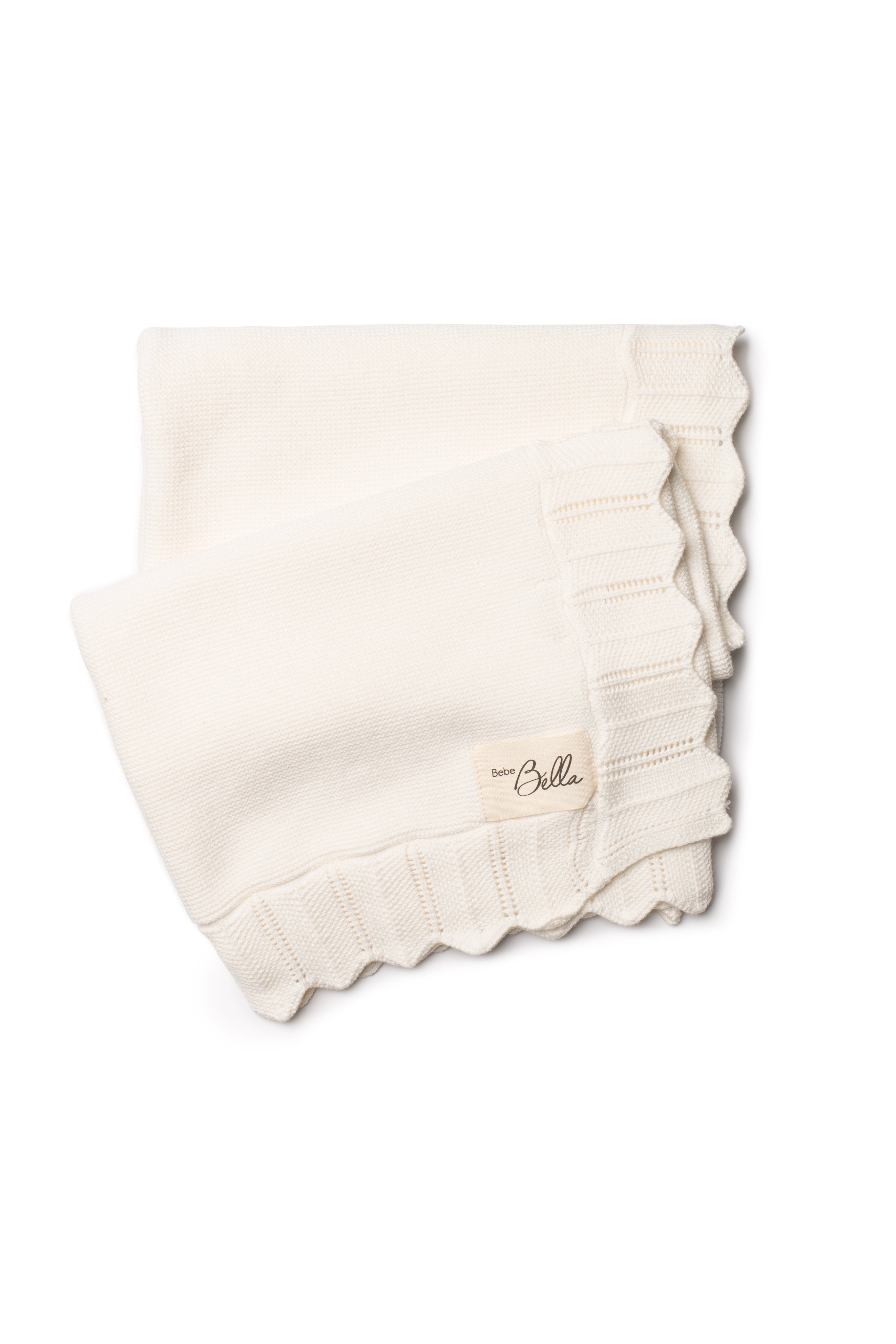Knit Pointelle Blanket in Cream One Size by Bebe Bella