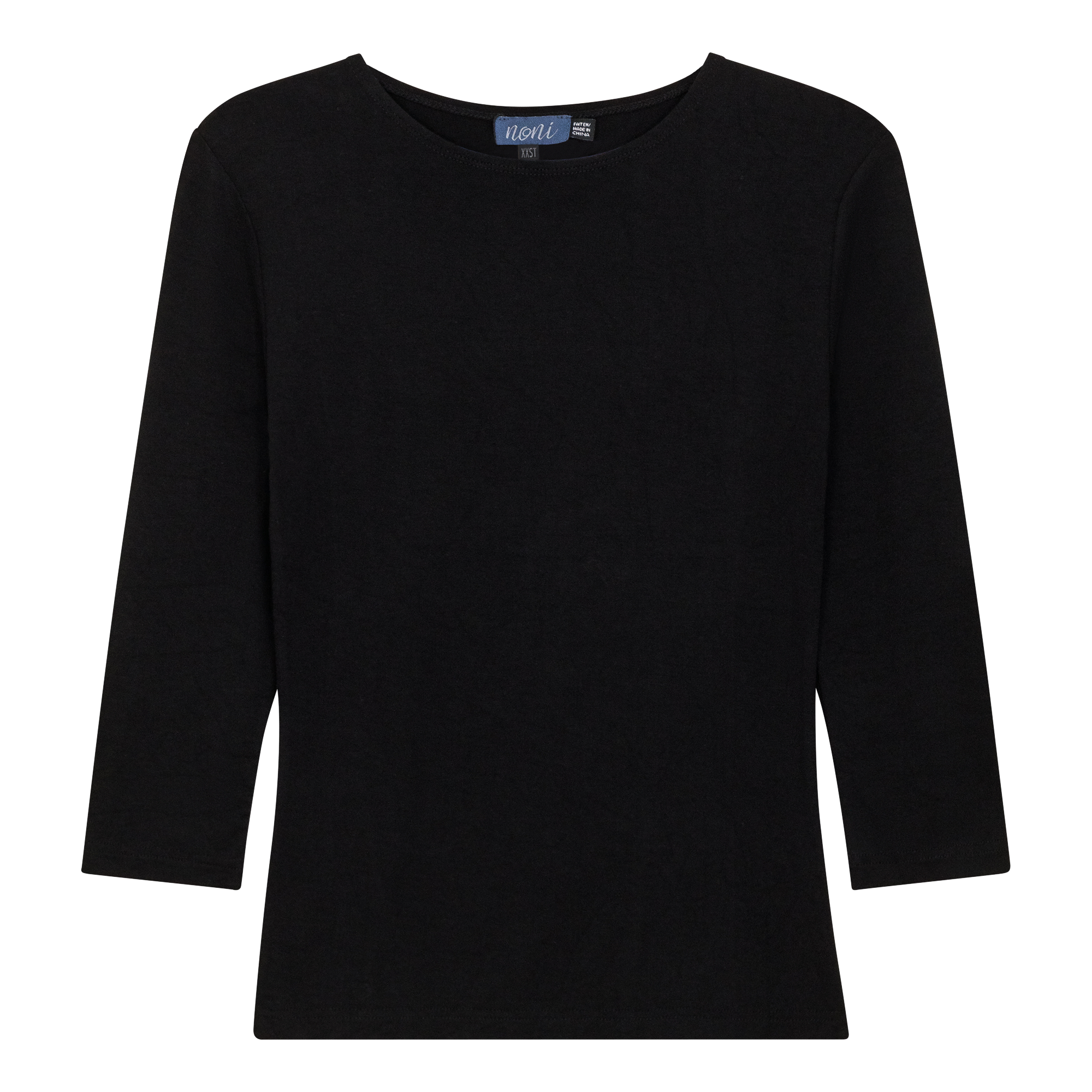 Shell Top With 3/4 Sleeves in Black by Noni