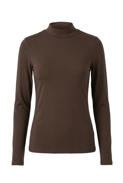 Mock Neck Top in Brown by My Basics