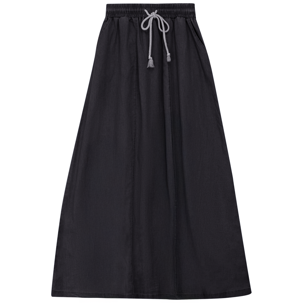 Denim Outstitch Skirt in Black Mix by Unclear