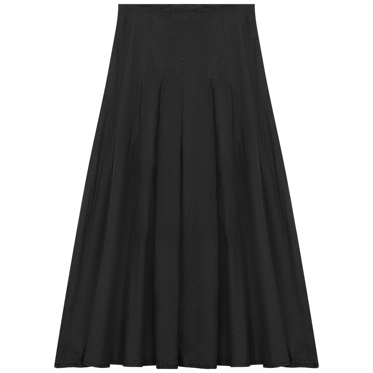 Midi Denim Pleated Skirt