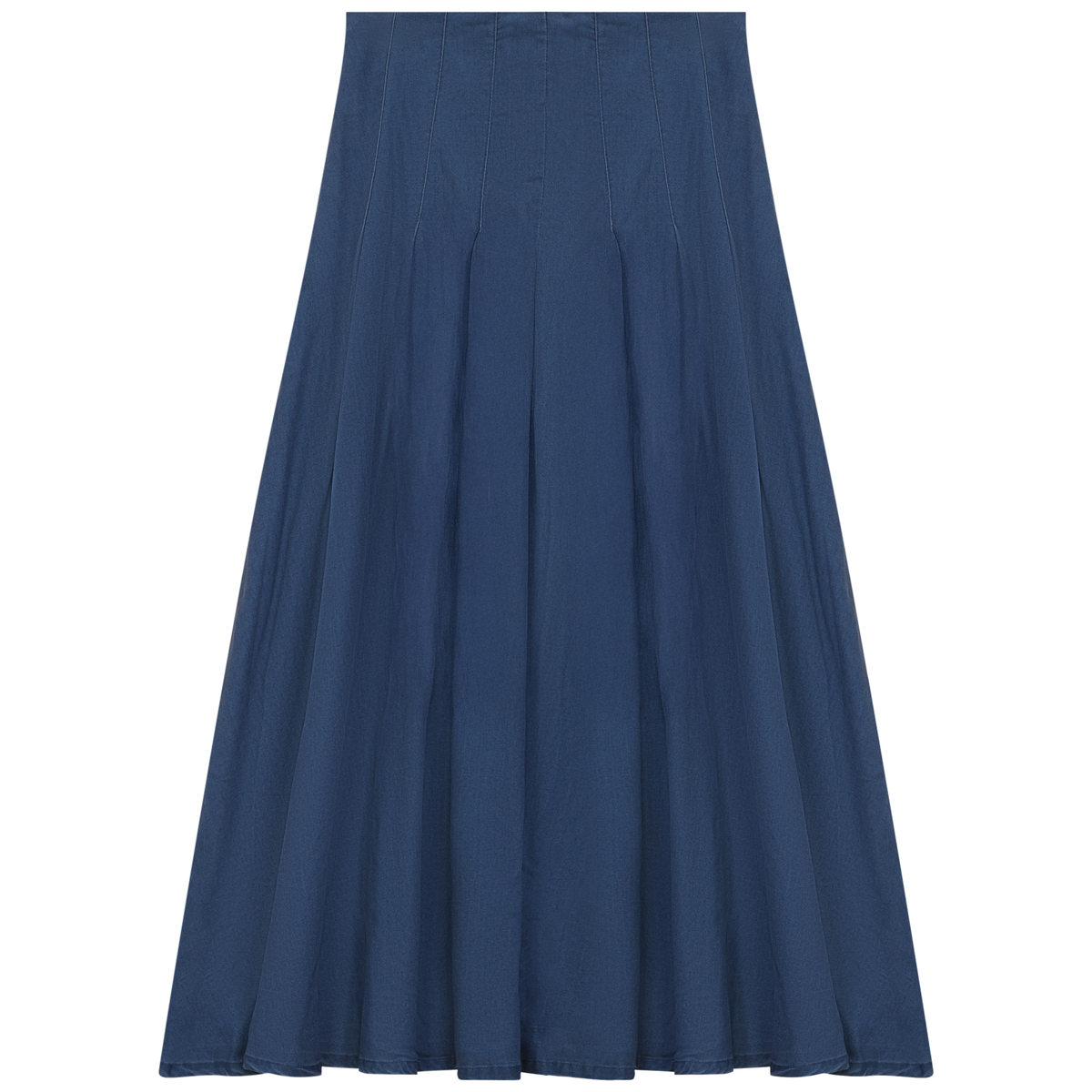 Midi Denim Pleated Skirt in Dark Denim by Unclear