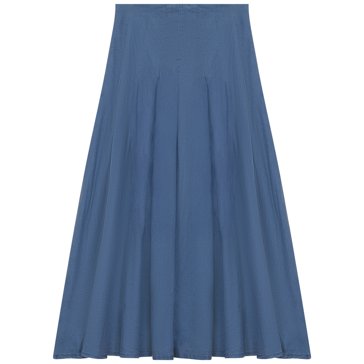 Midi Denim Pleated Skirt