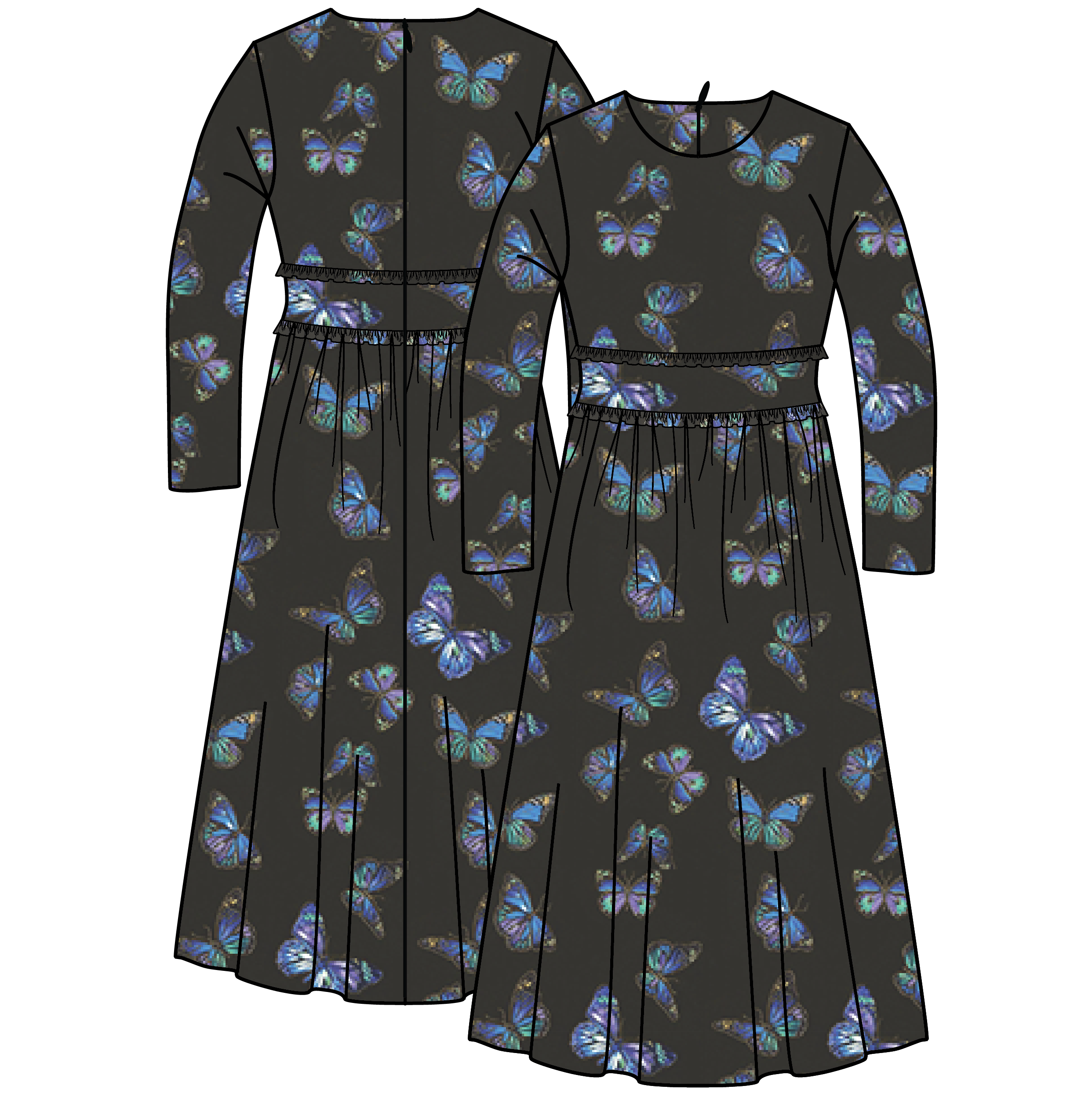 Dress with Ruffles in by Cindy