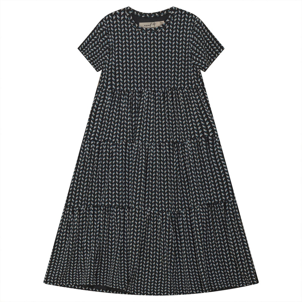 Three Layered Butterfly Print Dress in BLACK PRINT by Neuf 9