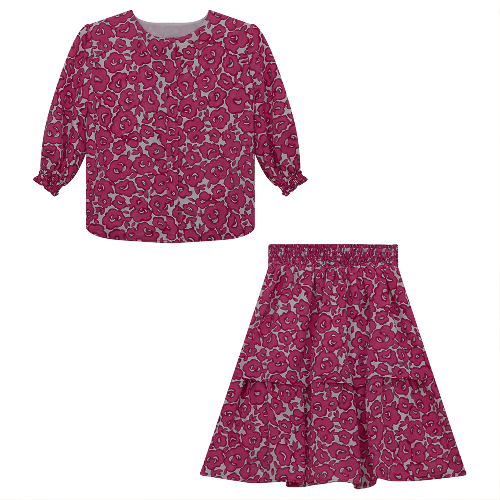 2 PCS Girls set in Pink Floral by Clô