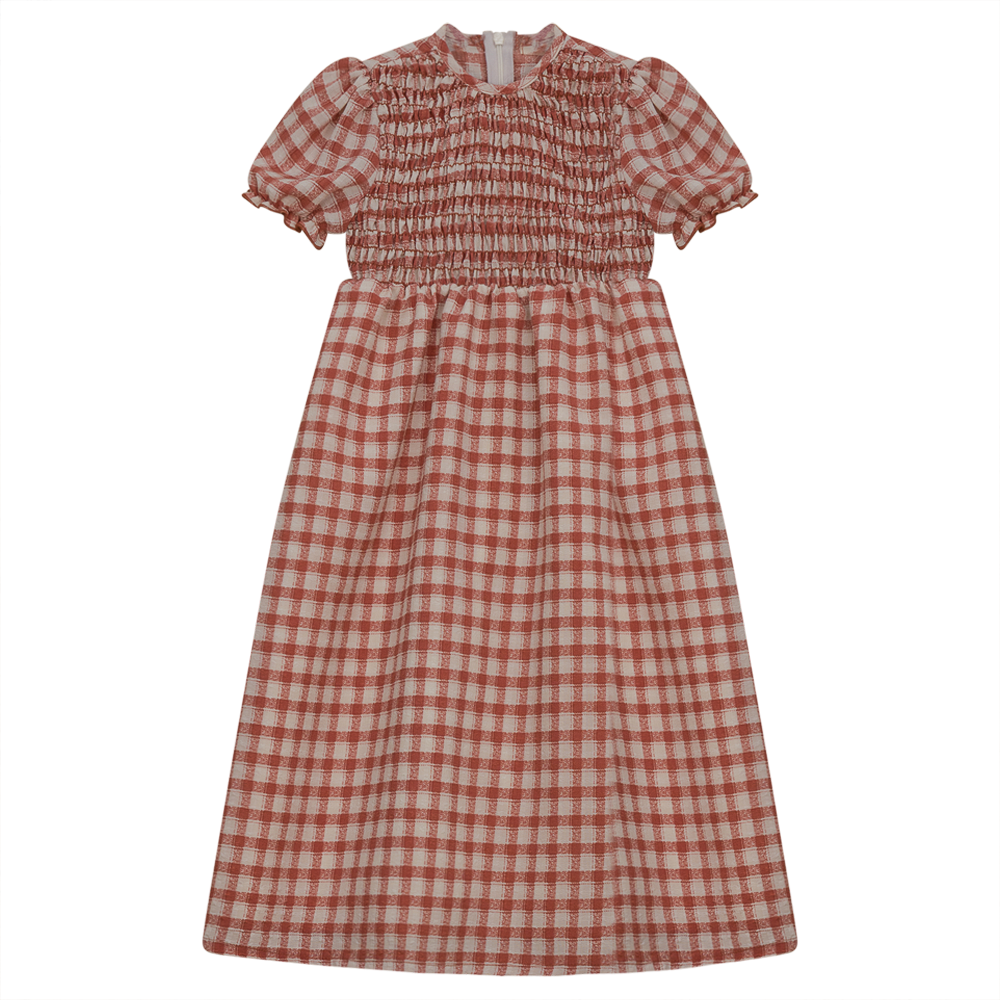 Smocked Long Dress in Rust Print by Neuf 9