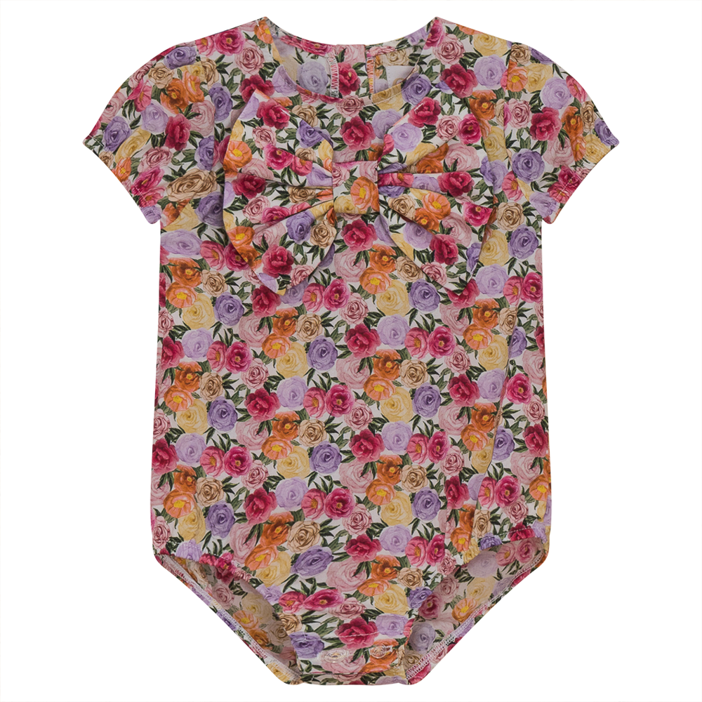 Floral Onesie With Bow in Pink Floral by Clô