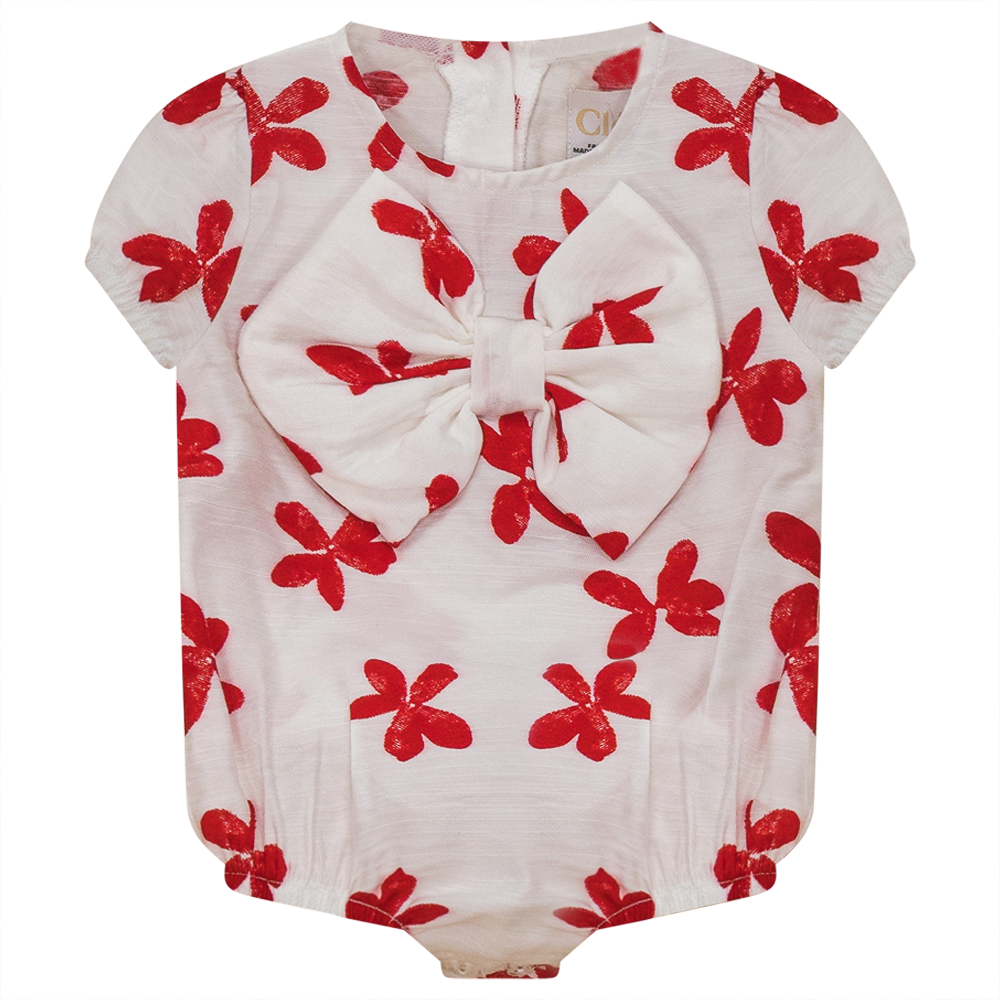 Floral Onesie With Bow in White Floral by Clô