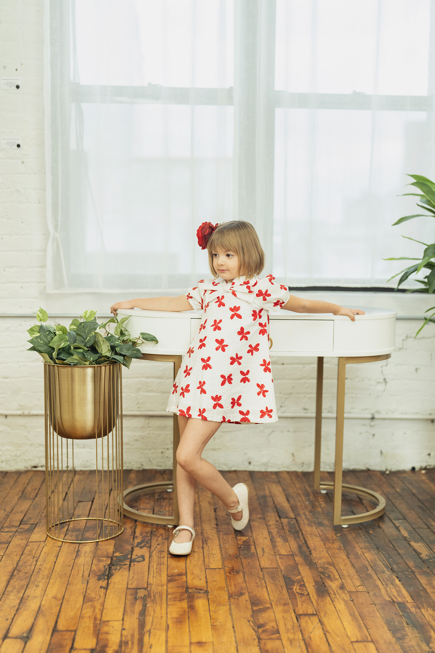 Flower Print Dress With Front Bow in by Clô