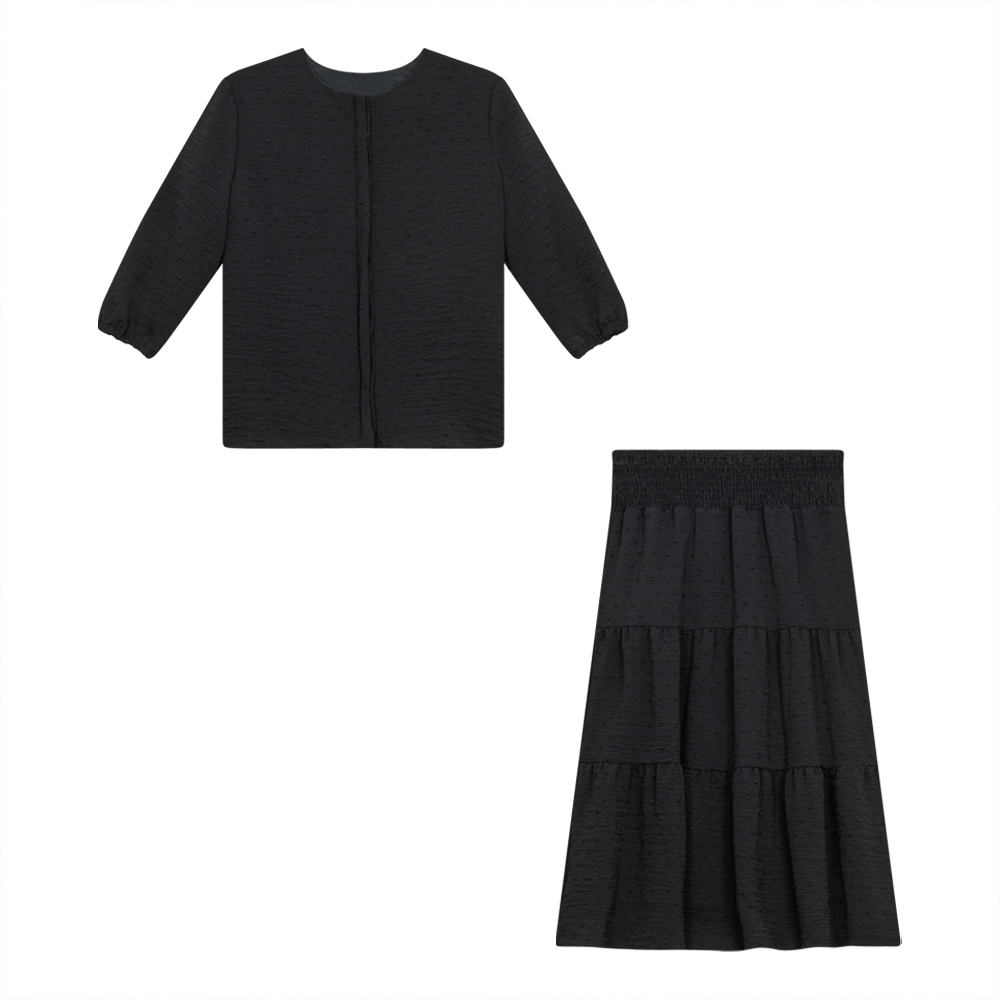 Smockin 2 Pc Set Top and Skirt in Black by Note