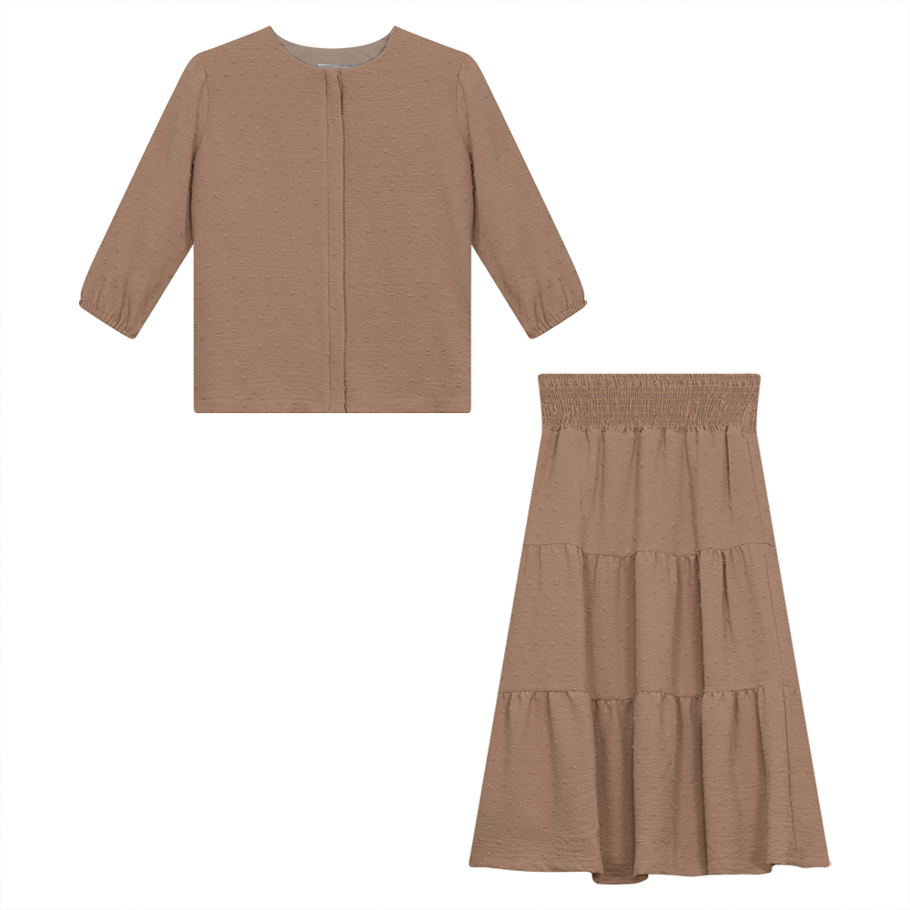 Smockin 2 Pc Set Top and Skirt in Sand by Note