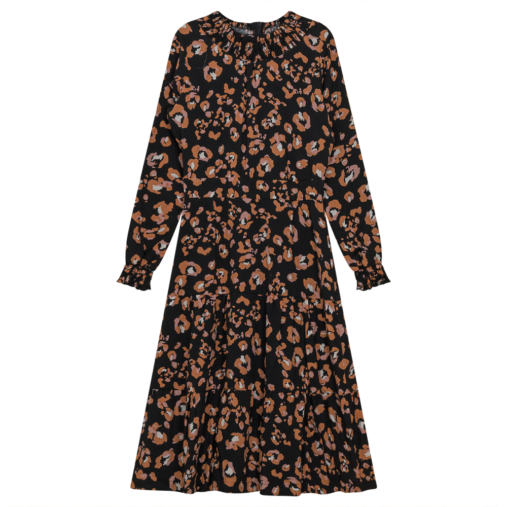 Pattern Print Dress in BLACK CORAL by Note