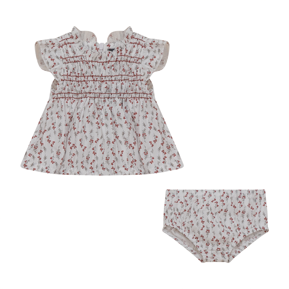 Smocking 2pc Set in Wine Floral by Space Grey