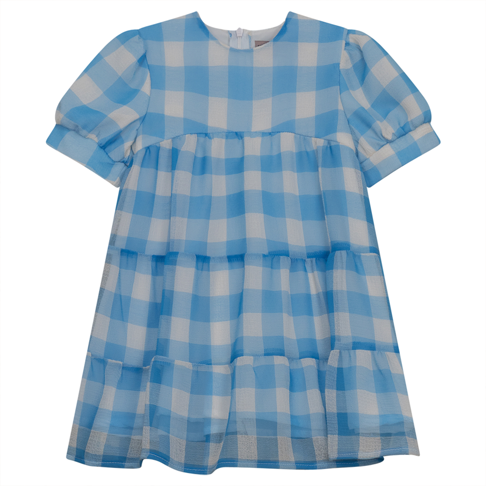 4 Layered Checkerd Dress in Blue by Posie & Pistachio