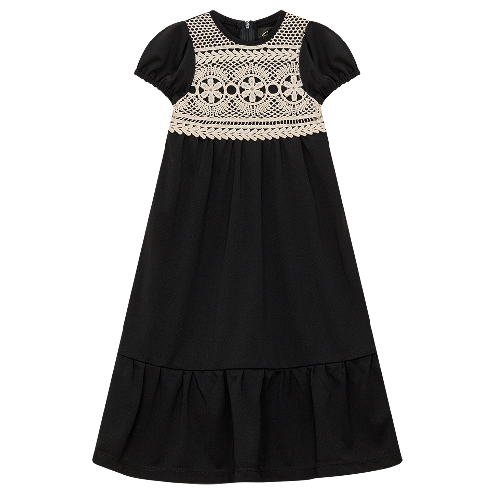Dress with Lace Collar in Black by Seal