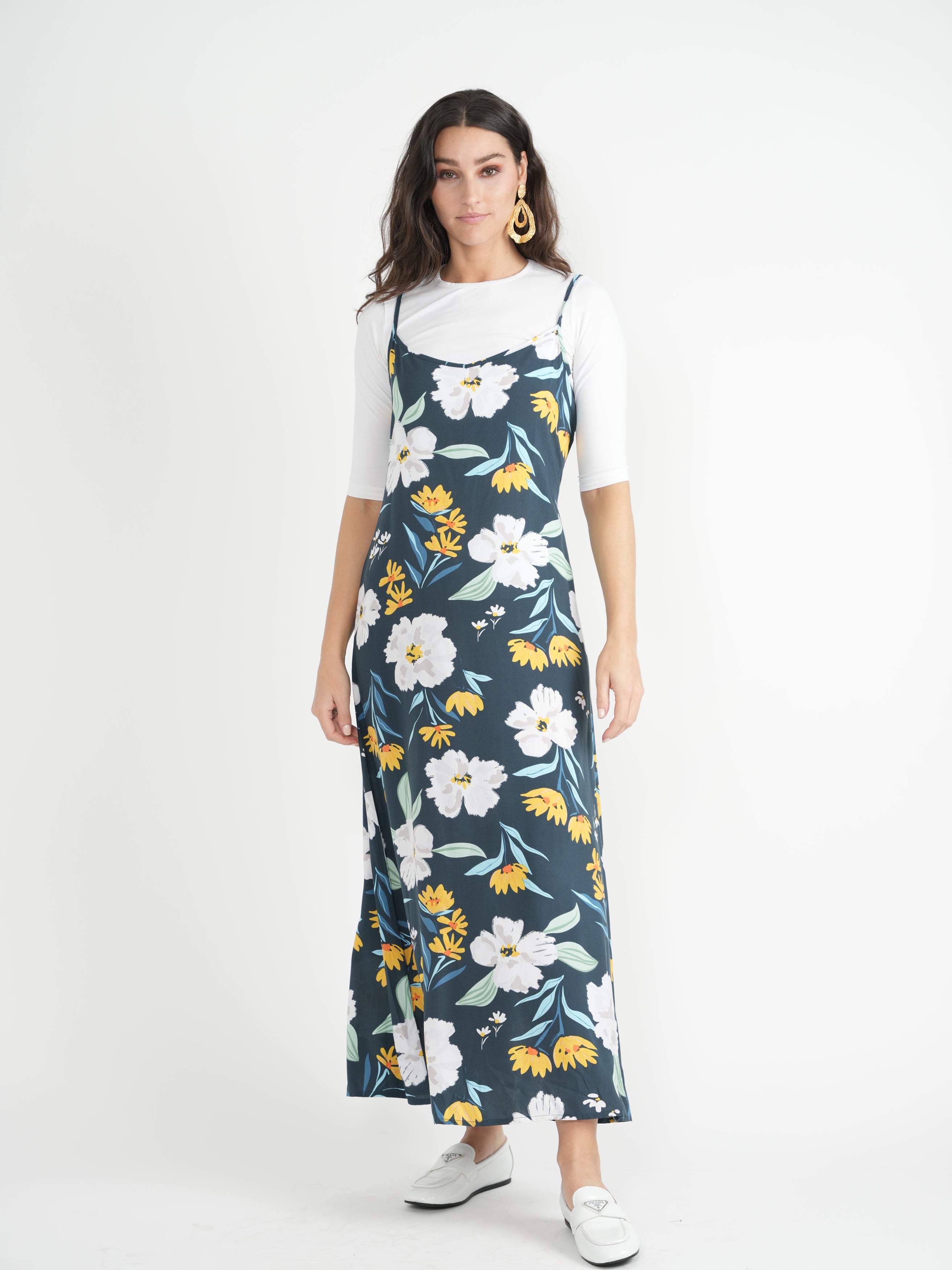 Flower Print Maxi Jumper in by NYC Factory