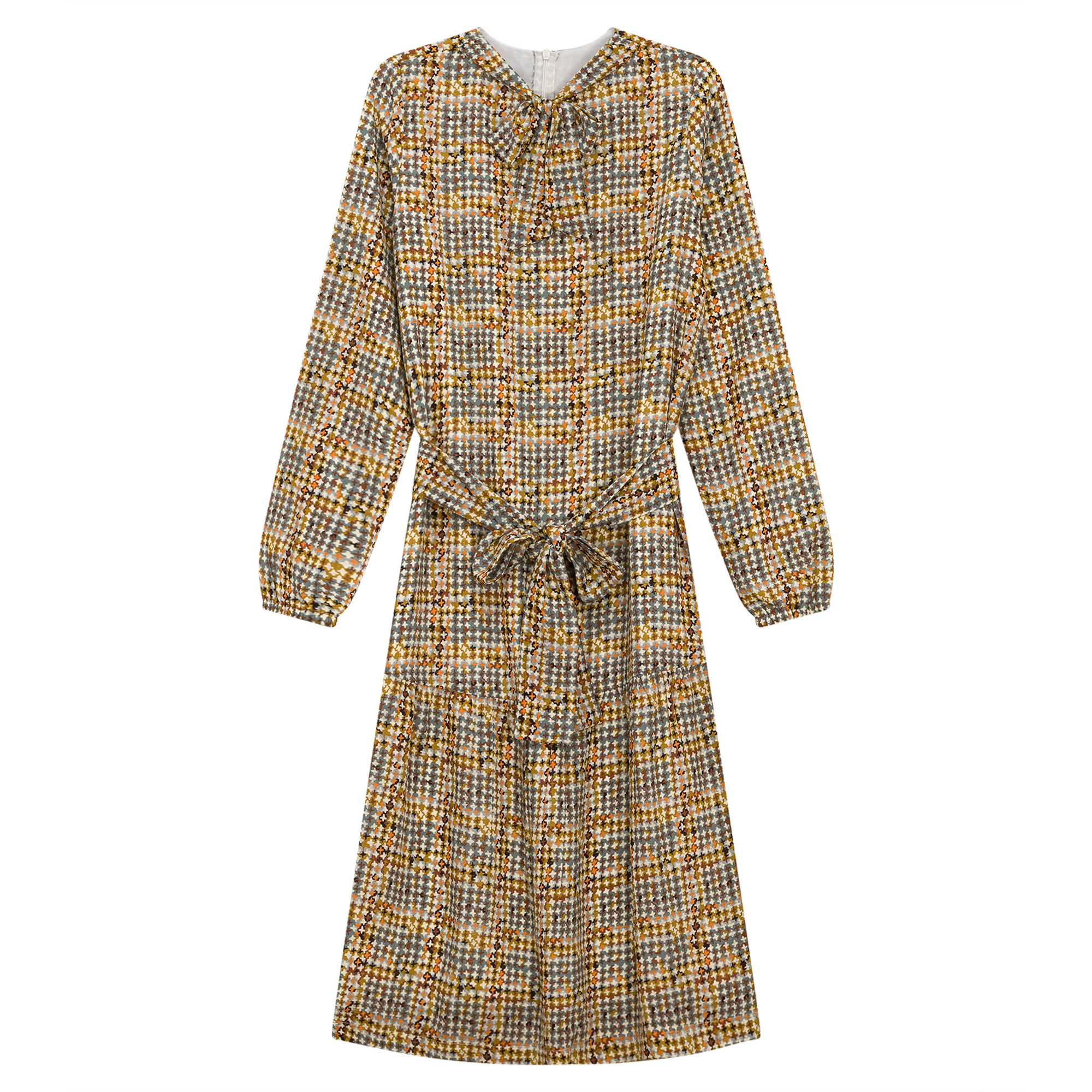 Woven Printed Dress in Brown Print by Note