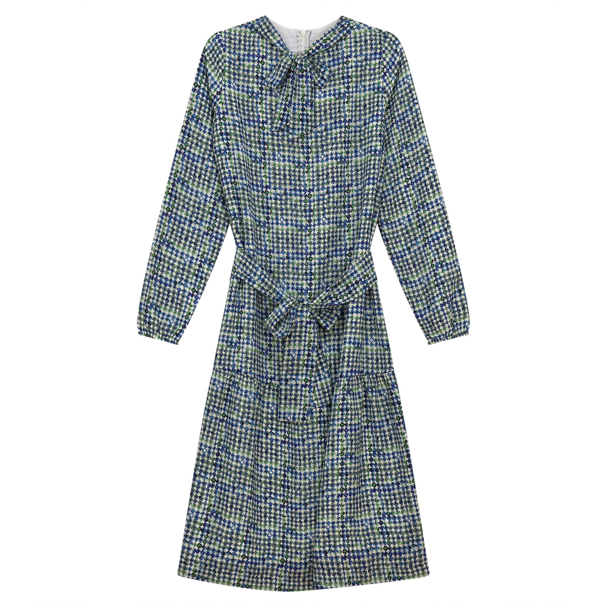Woven Printed Dress in Denim Print by Note