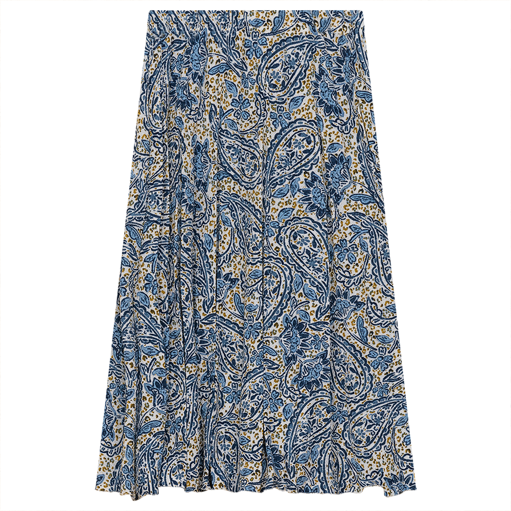 Printed Skirt in White Denim Print by Ginger