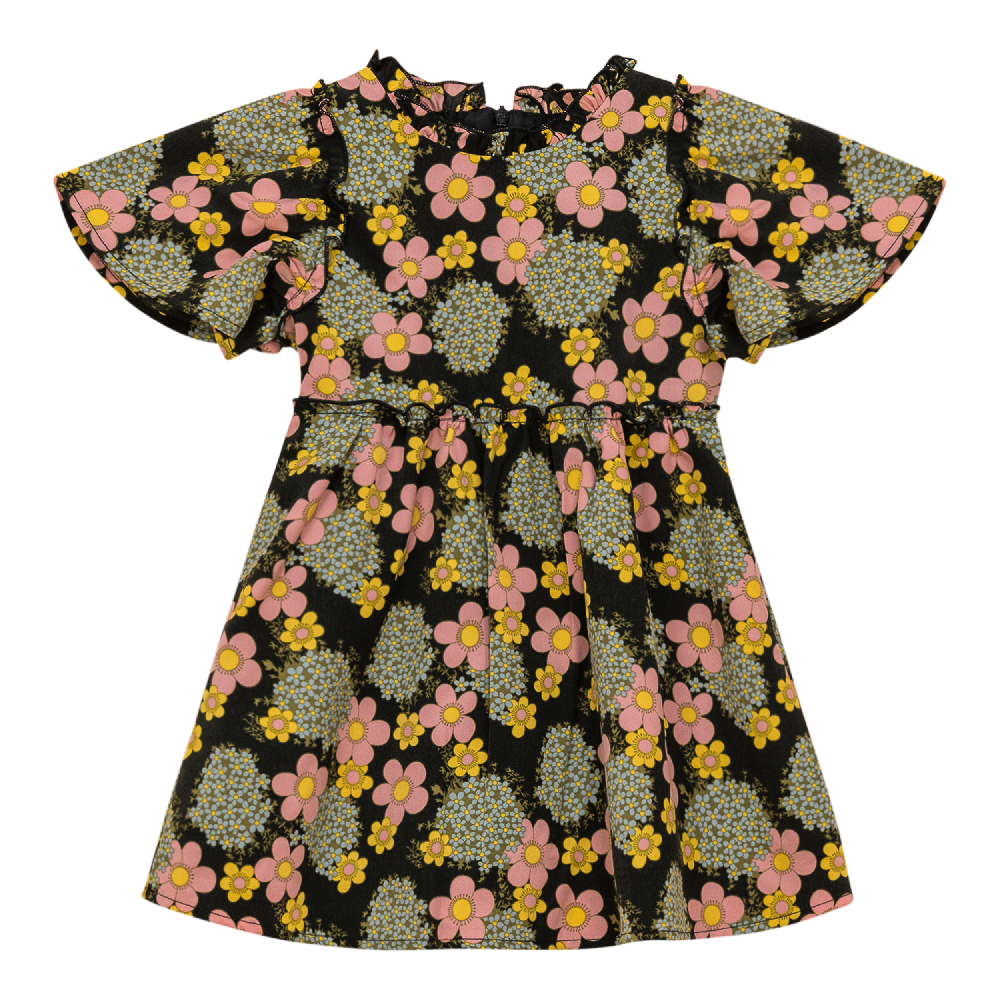 Floral Ruffled Dress in Black Floral by The Umbrella Academy