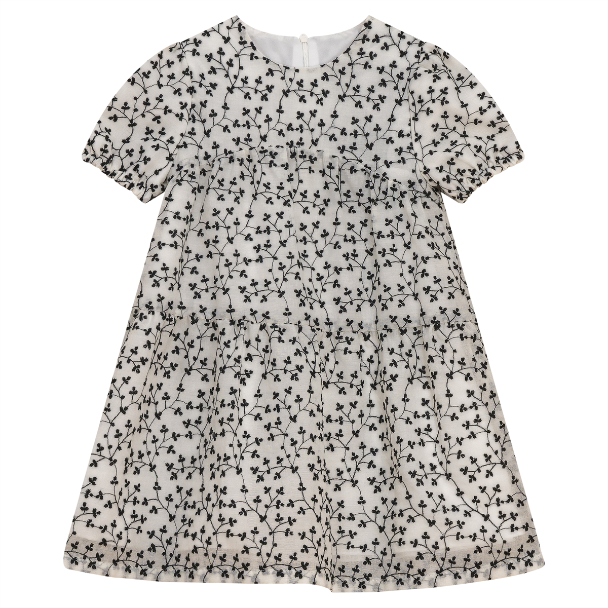Tiered Dress in White Black by Space Grey