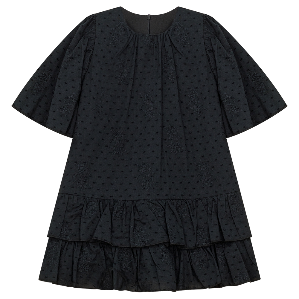 Woven Ruffled Dress in Black by Imagine