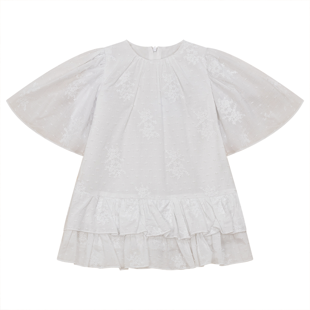 Woven Ruffled Dress in White by Imagine