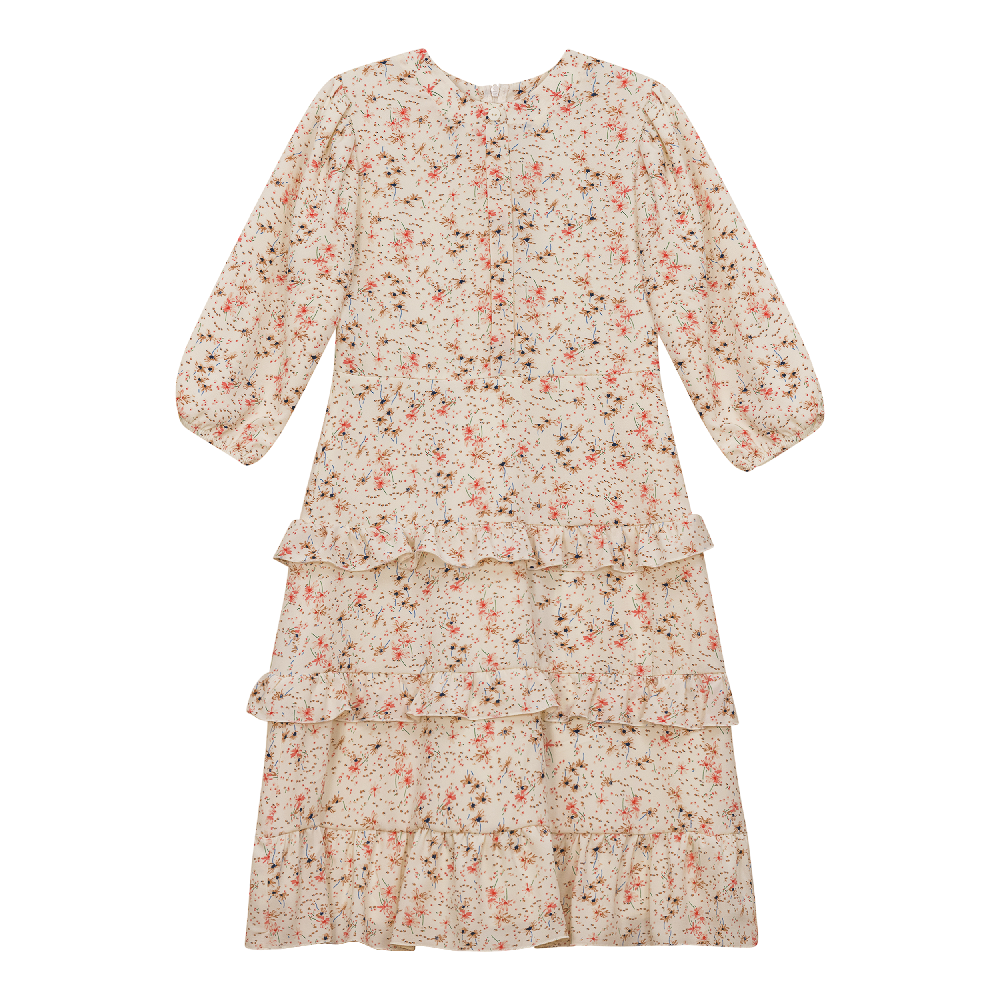 Floral Ruffled Dress in Cream Floral by Imagine