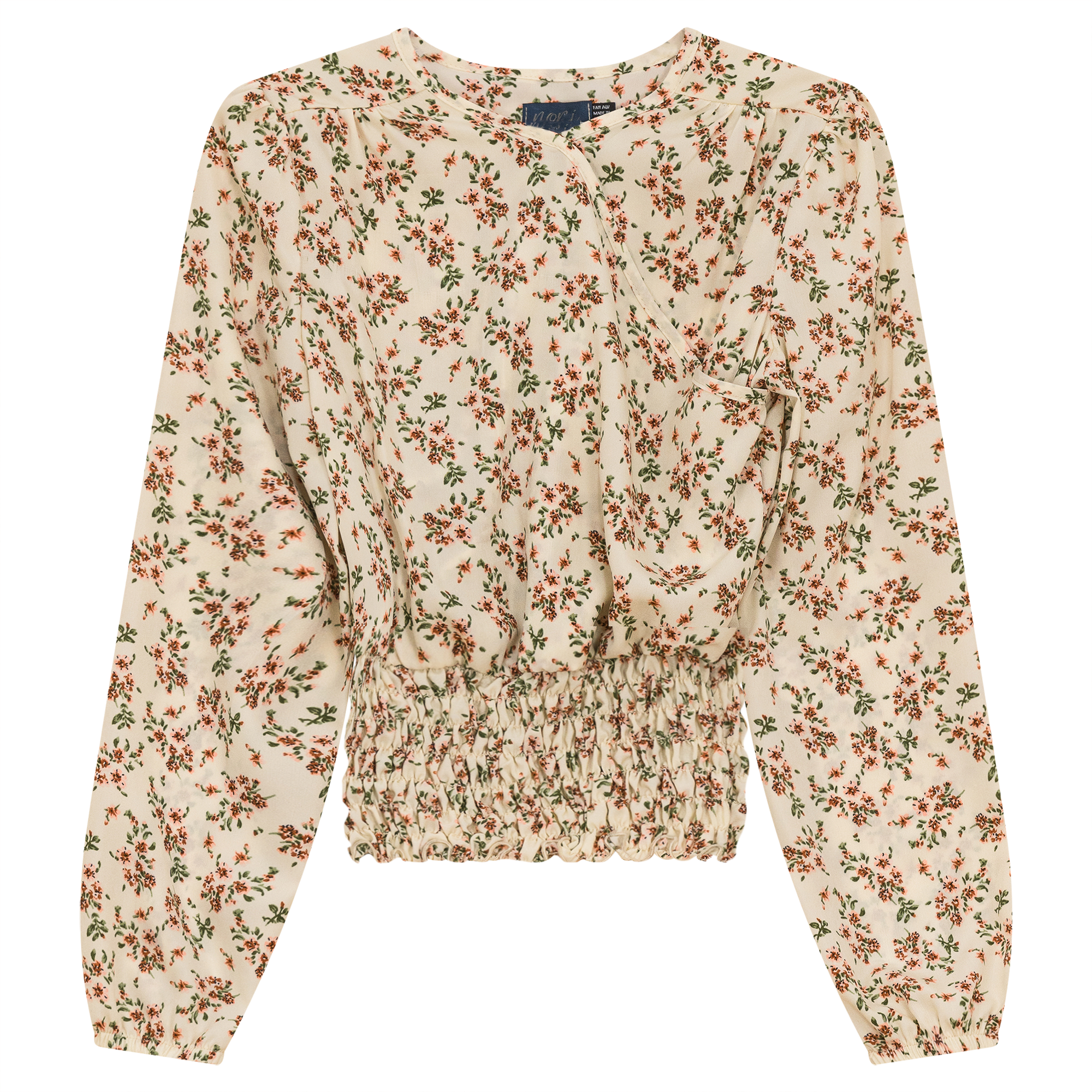 Wrap Top in Cream Floral by Noni