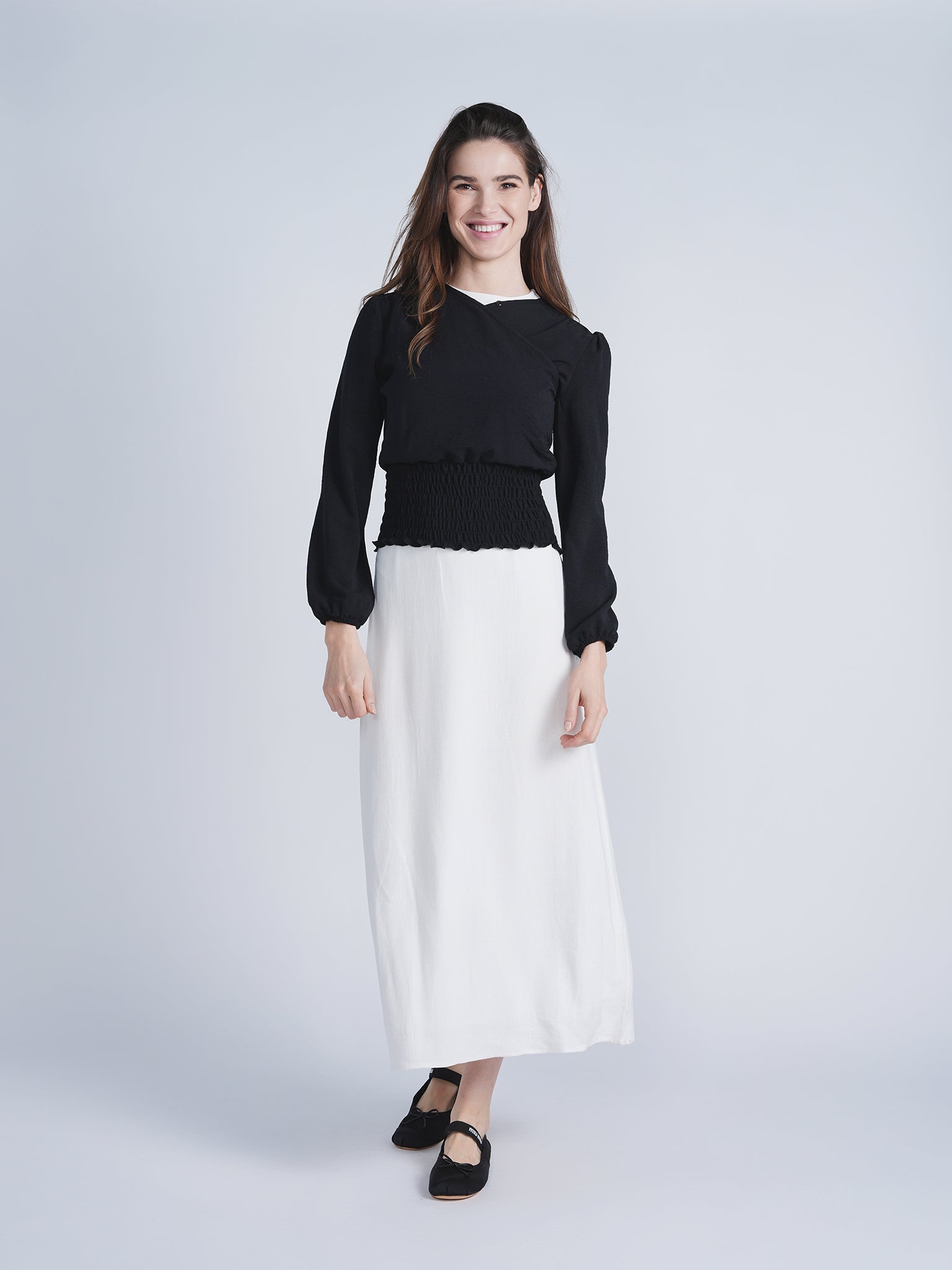 Wrap Top in Cream Floral by Noni