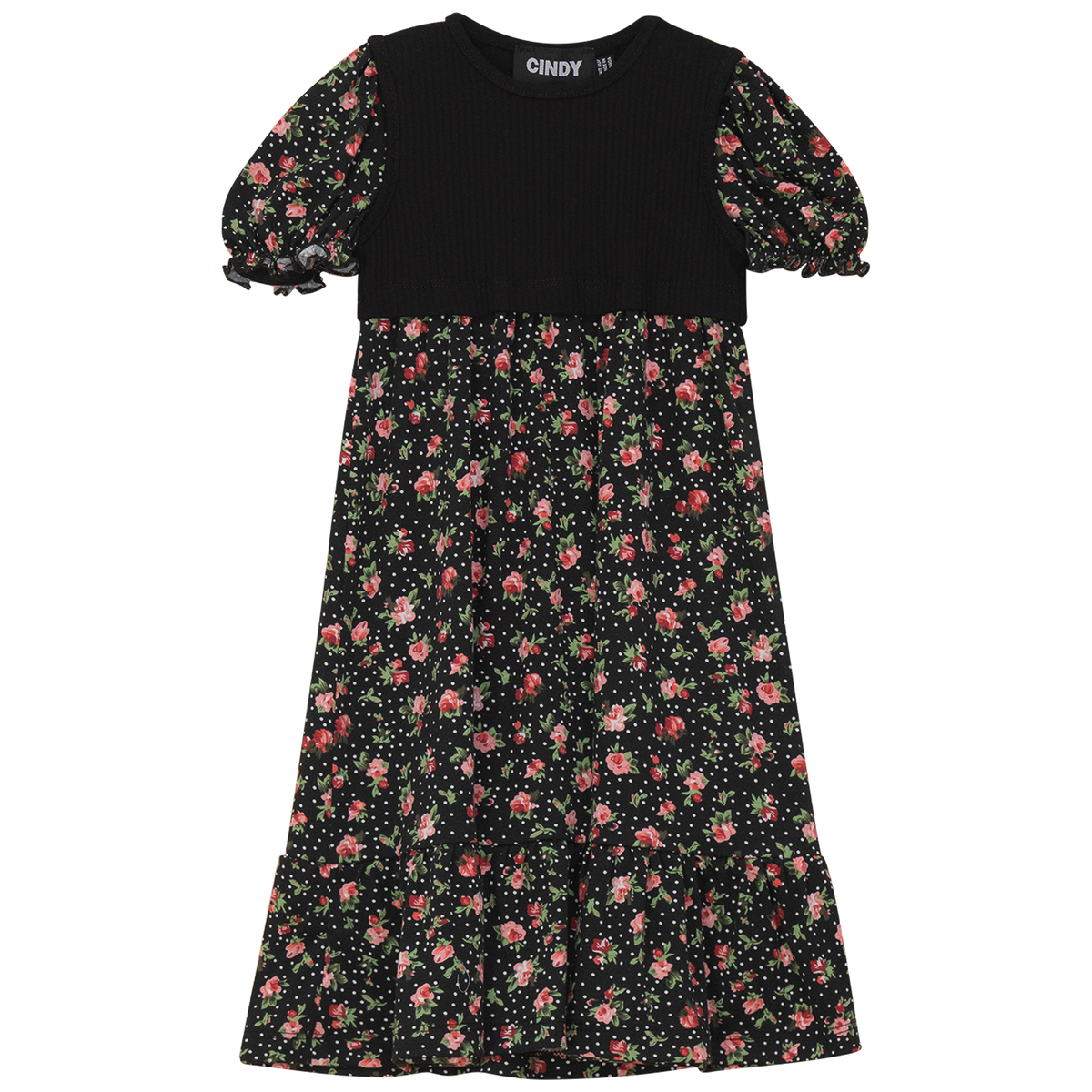 Printed Pleated Dress in Pink Floral by Cindy