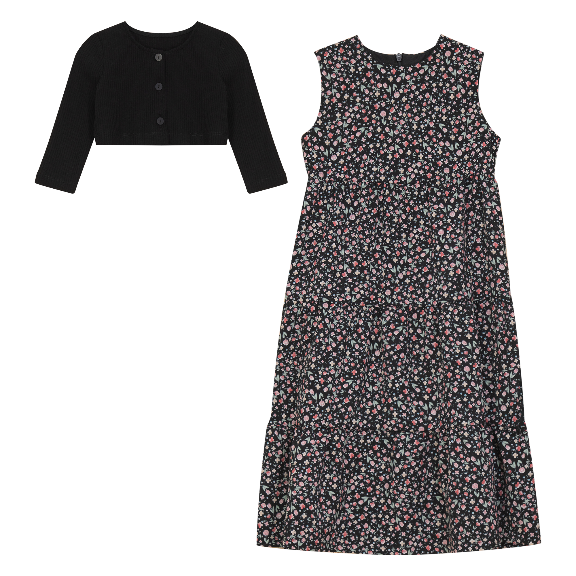 Contrast Jumper Set in Black Pink Floral by Seal