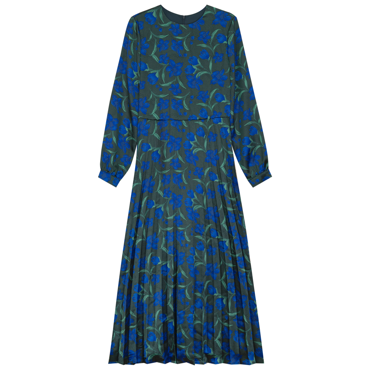 Floral Pleated Dress in Green Royal by Cavalier