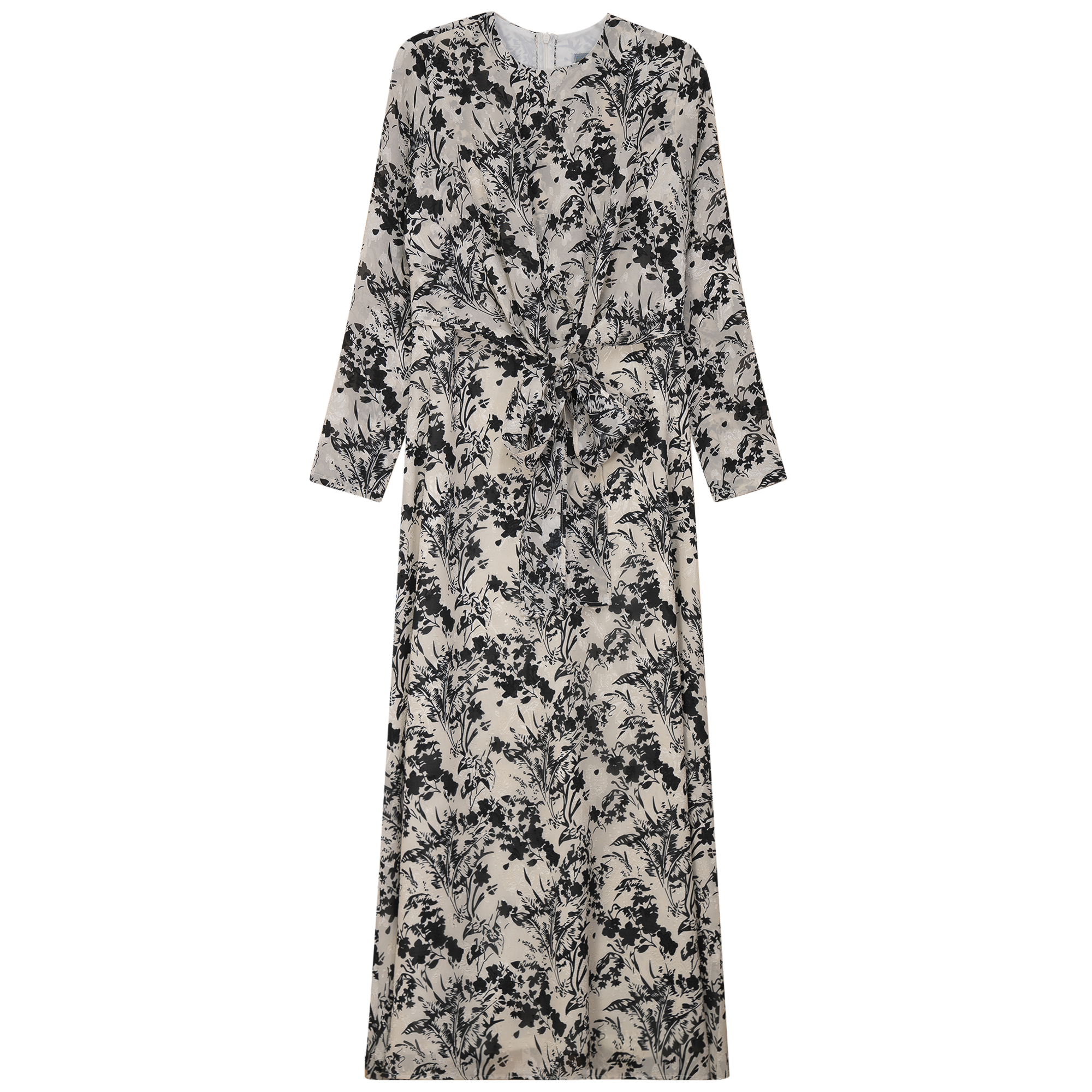 Printed Woven Tie Dress in Off White Black by Cavalier