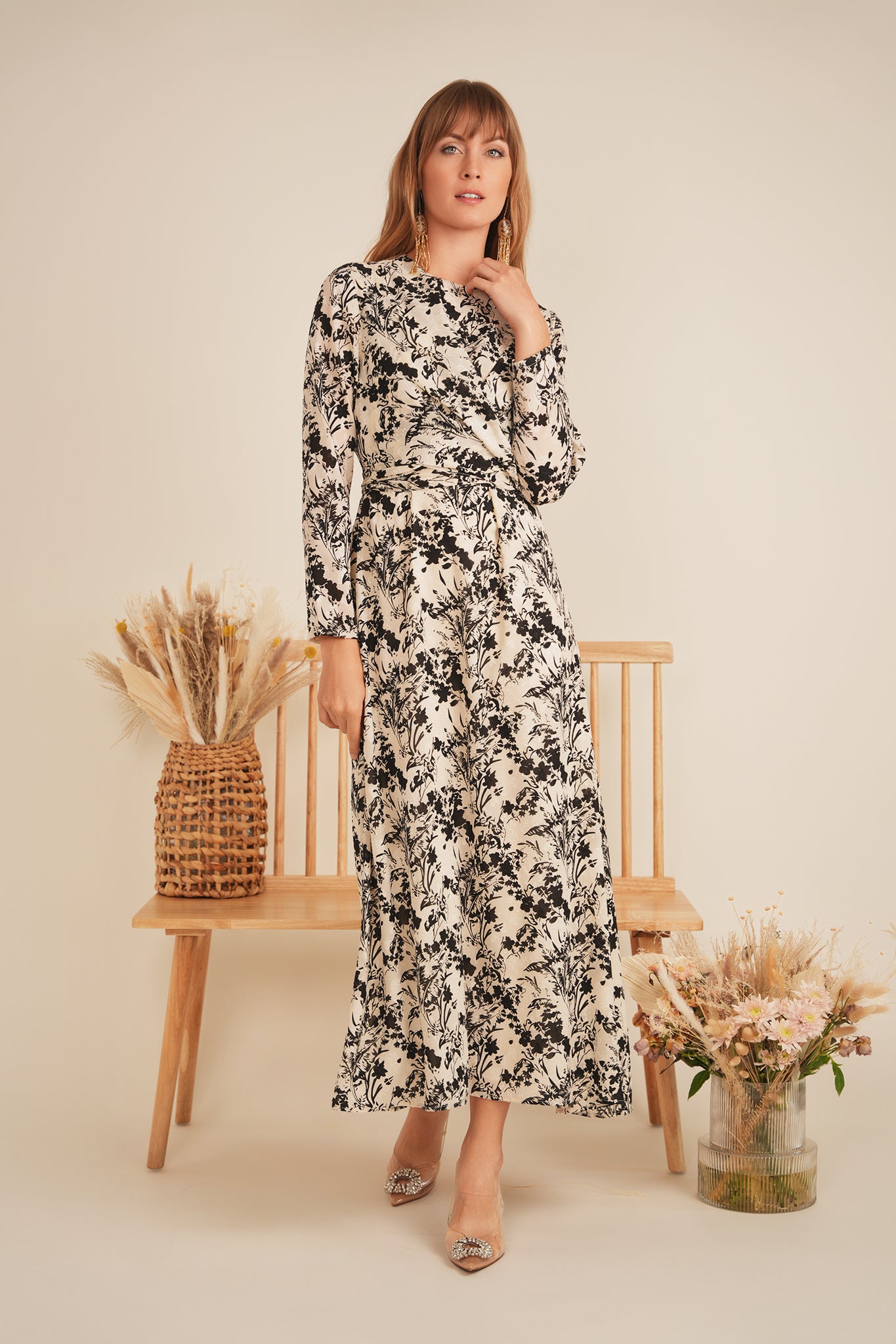 Printed Woven Tie Dress in by Cavalier
