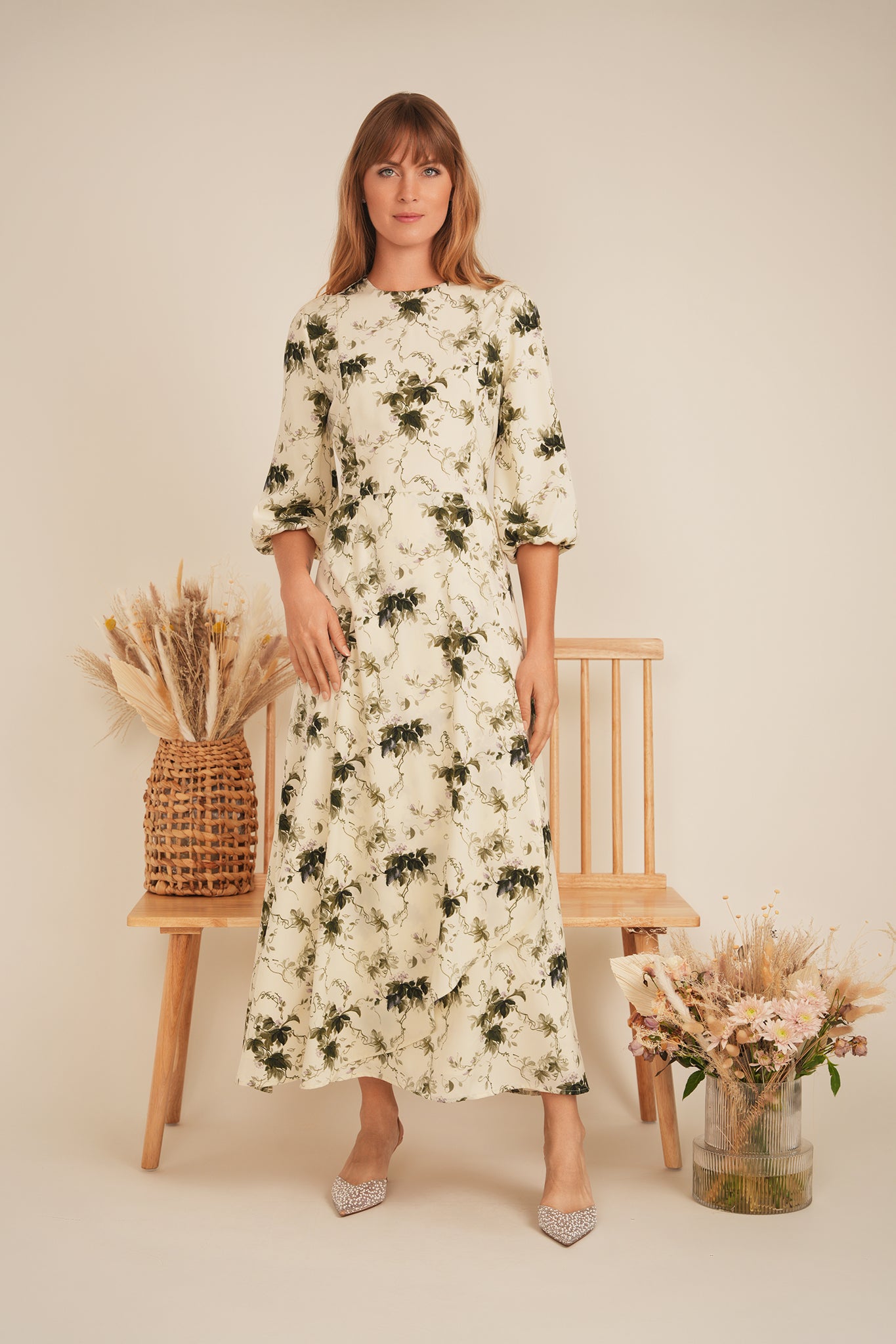 Printed Overlap Dress in by A C + Co