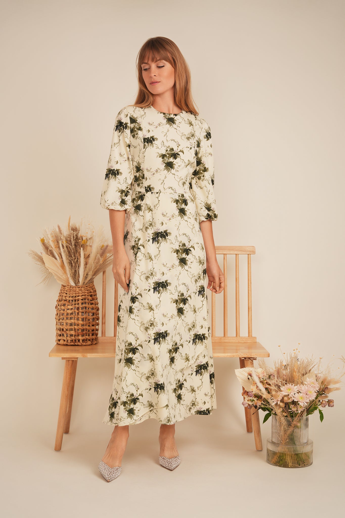 Printed Overlap Dress in by A C + Co