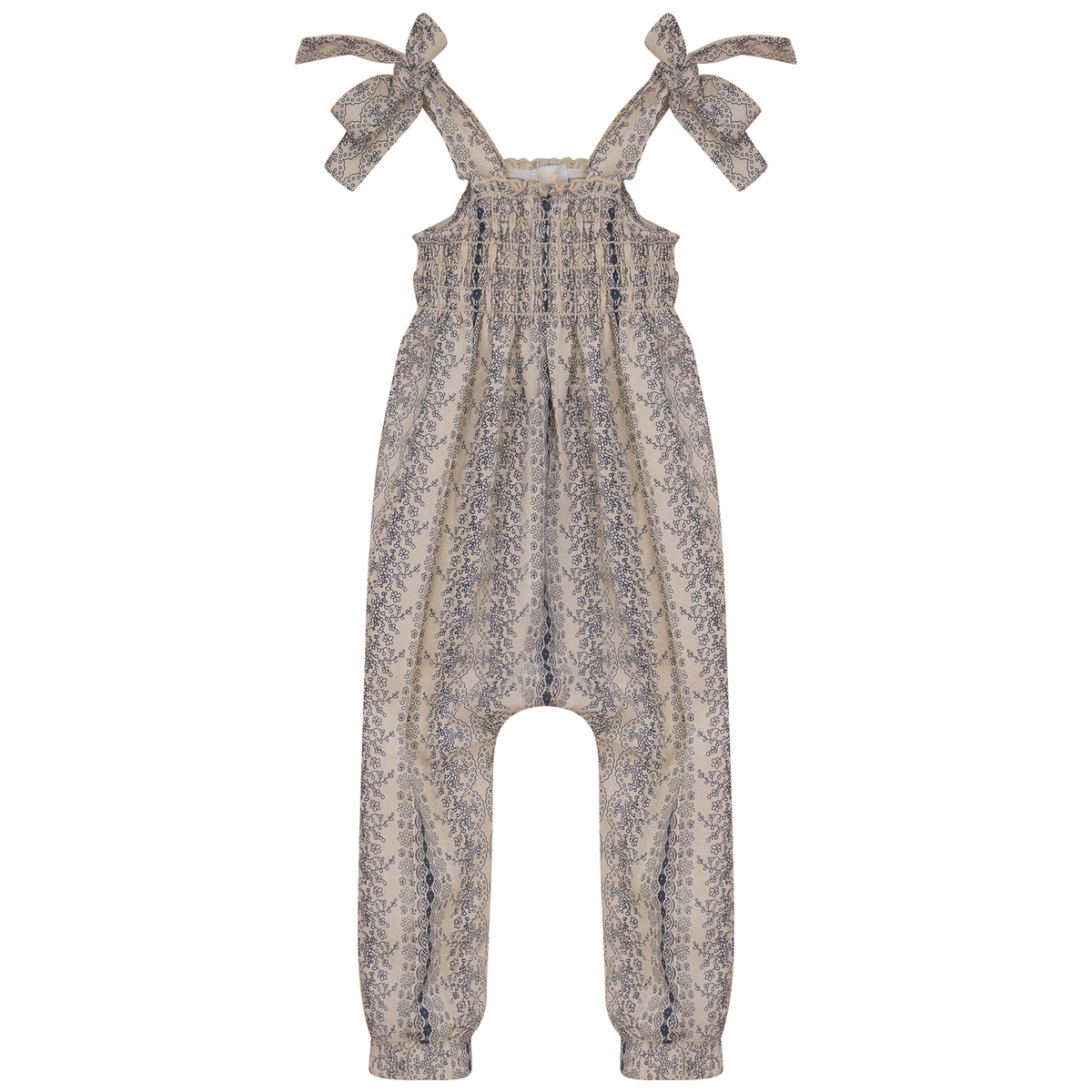 Woven Printed Romper in Cream Navy Print by Clô