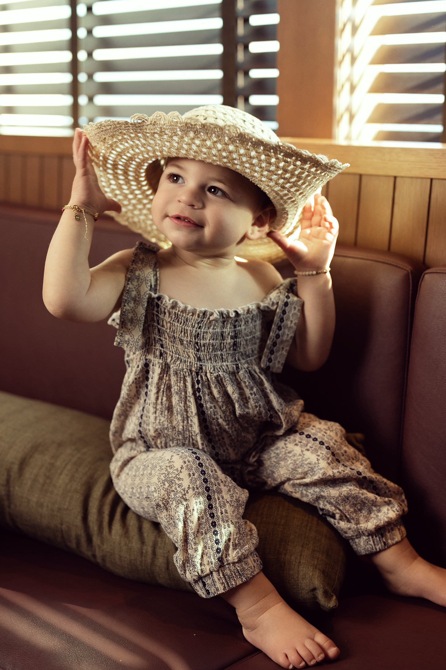 Woven Printed Romper in Cream Berry Print by Clô