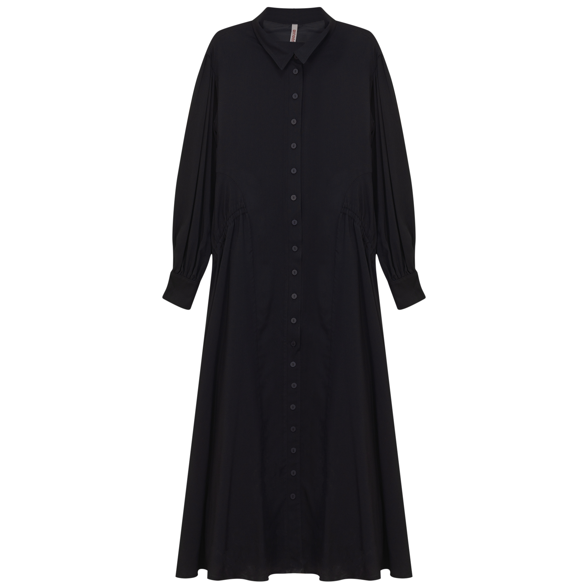 Button Down Shirt Dress in Black by Ginger