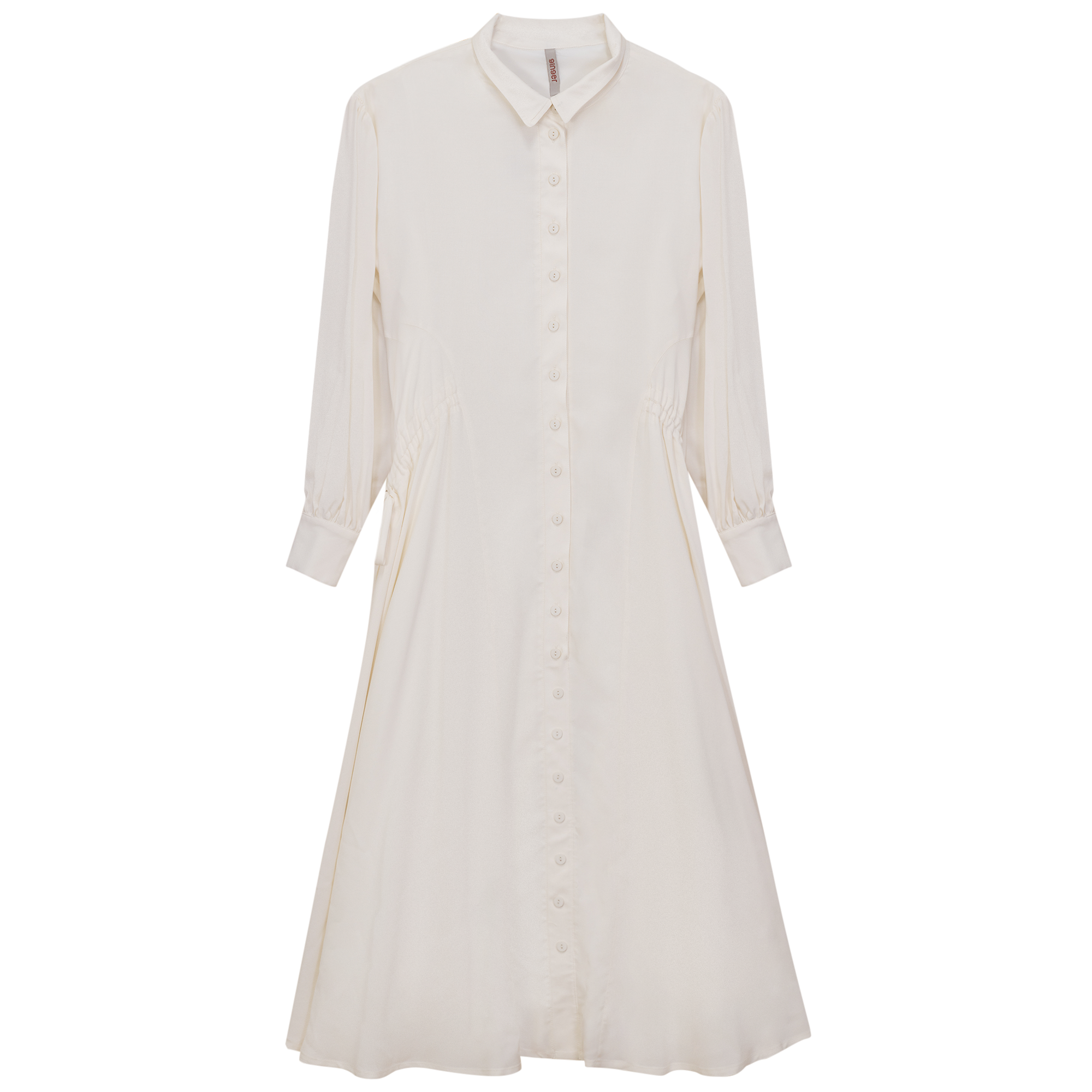 Button Down Shirt Dress in Off White by Ginger