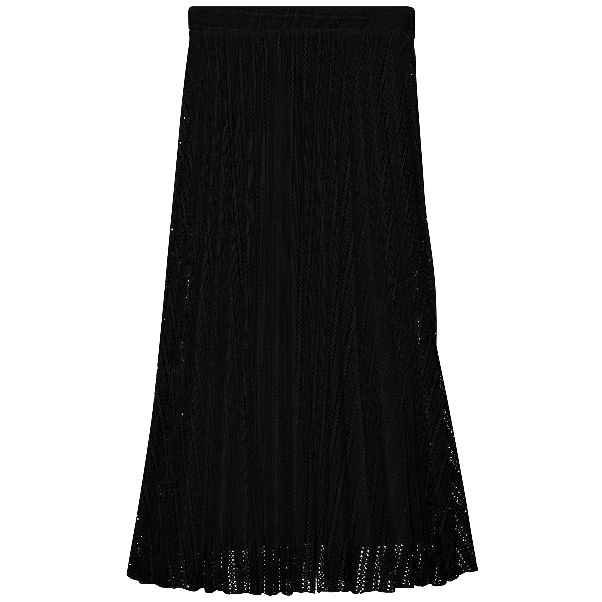 EAM-Jupe noire à taille haute élastique pour femme,fermeture éclair