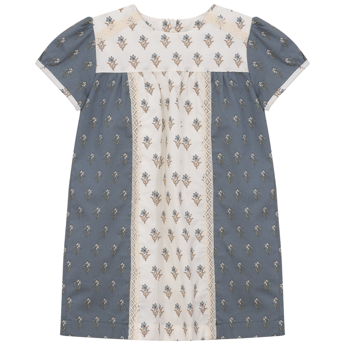 Floral Printed Lace Dress in Cream Floral by Posie & Pistachio