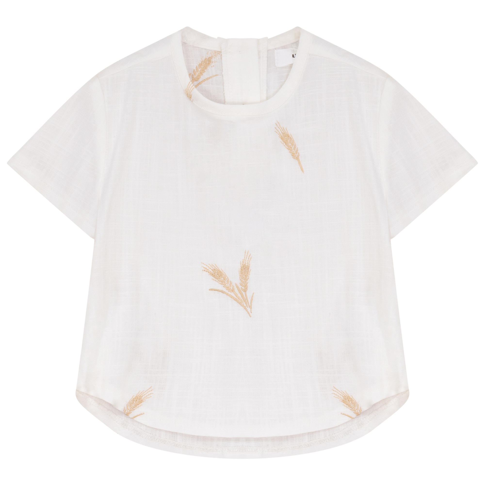 Wheat Embroidered T-Shirt in White Beige Leafs by The Umbrella Academy