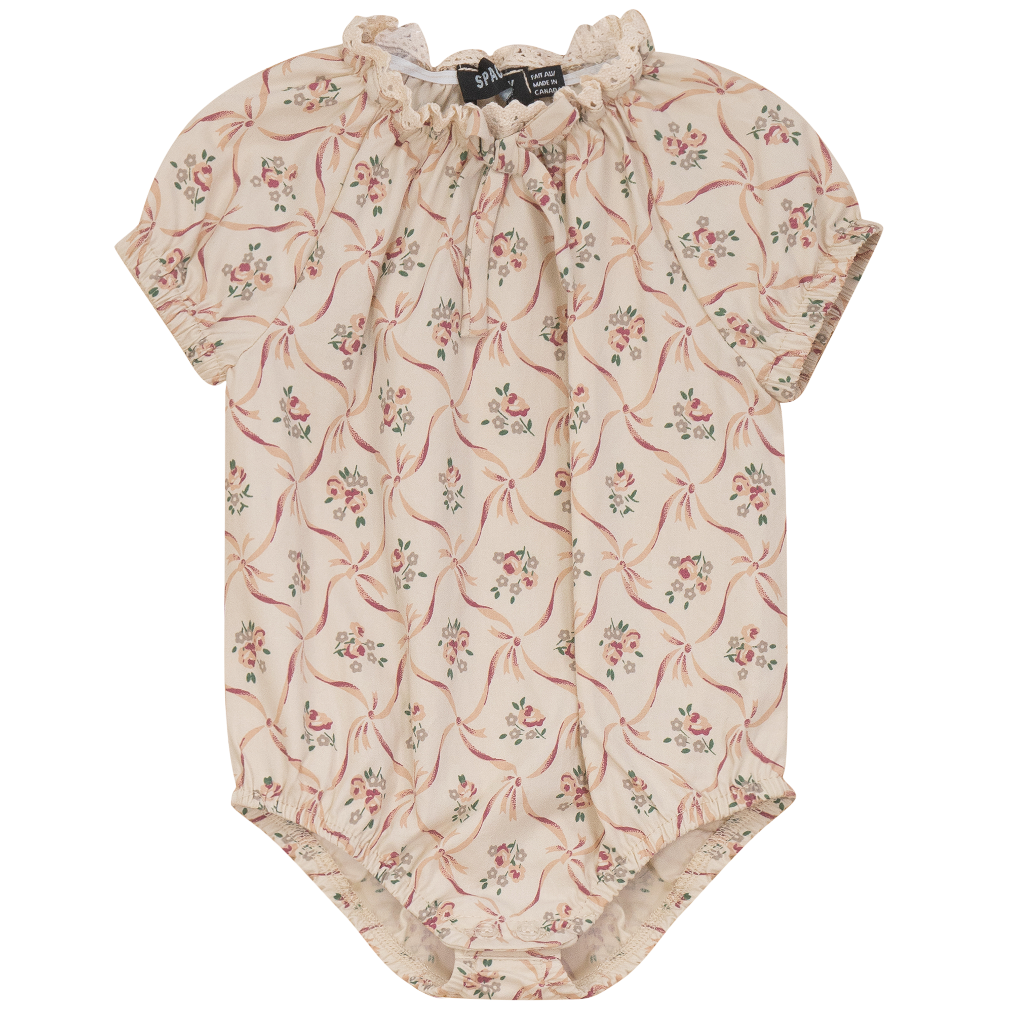 Printed Onesie in Beige Wine Print by Space Grey