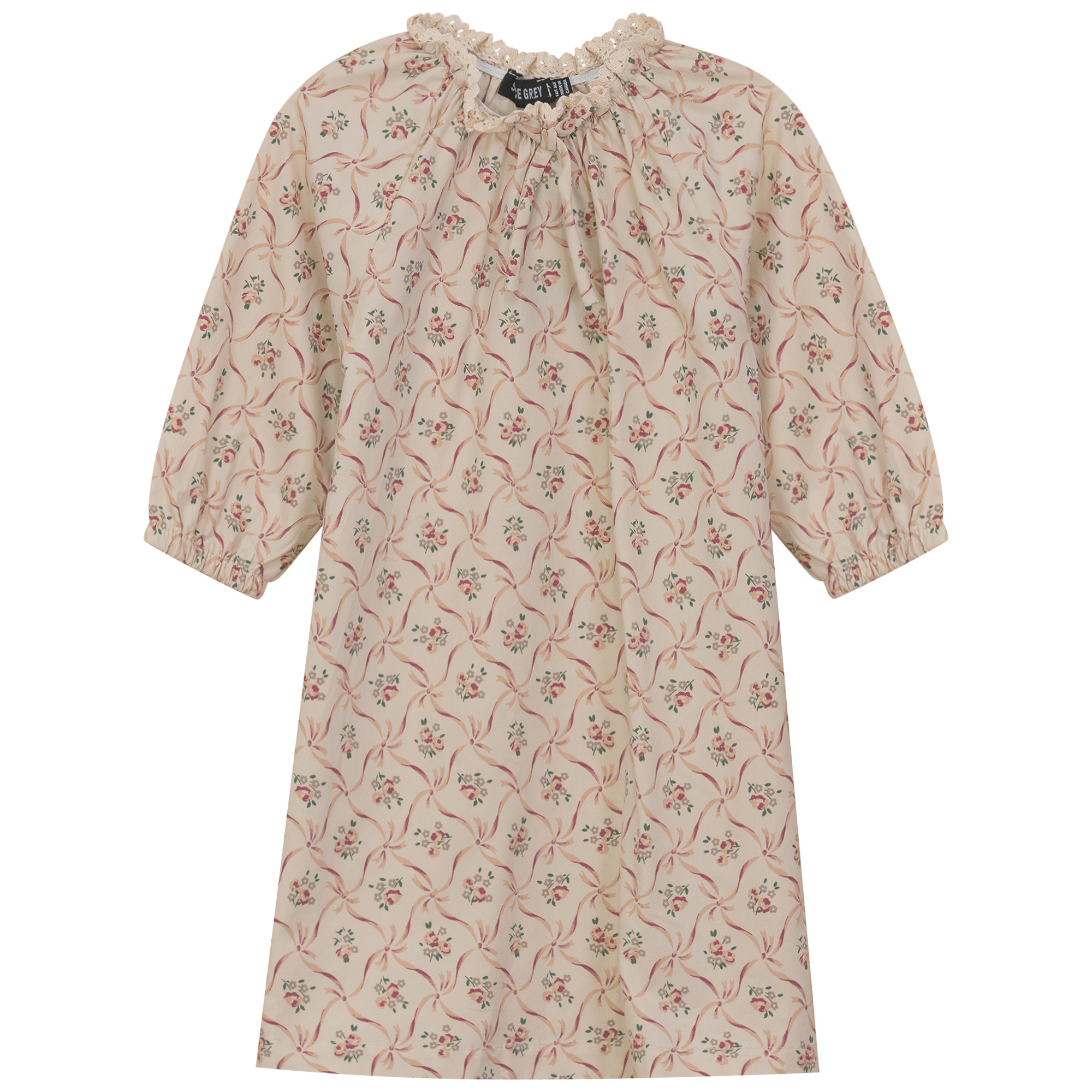 Printed Dress in Beige Wine Print by Space Grey